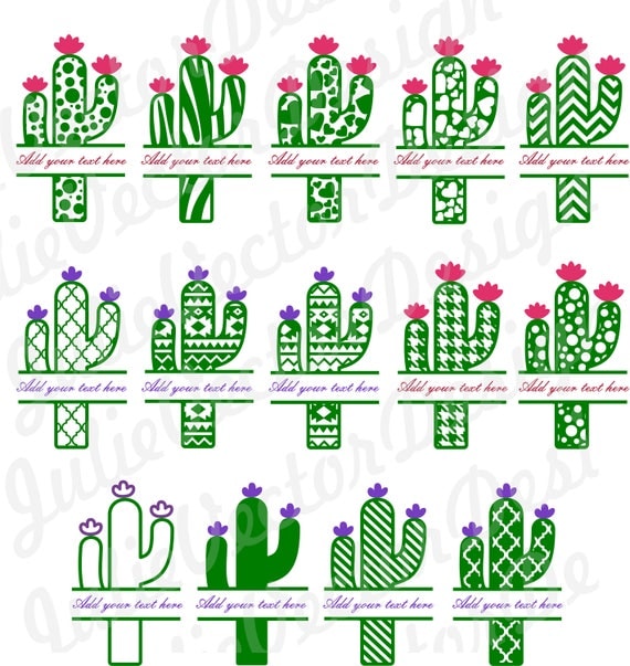 Download Cactus SVG Cut Files Monogram Frames for Vinyl Cactus cut
