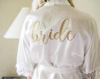Lace bride Robe. Bride gift. Lace Bridal party robes. Bridesmaid gift. Bridal party gifts.Wedding robe. Bridal shower gift. Bridesmaid robe.