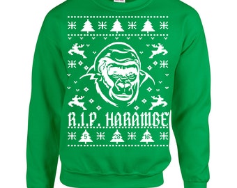 Rest in Peace Harambe Ugly Christmas Sweater Men's Sweatshirt 1551
