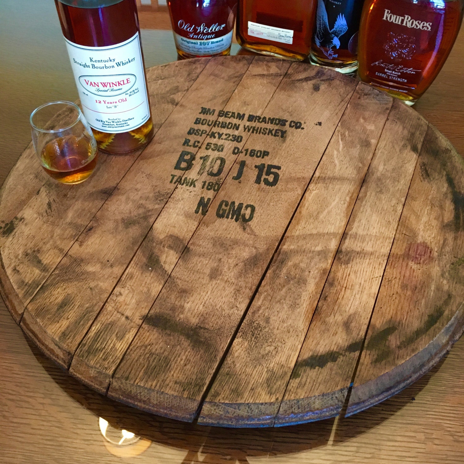 Lazy Susan Bourbon Barrel Head Barrel Top Serving Tray
