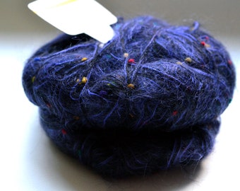 2 skeins mohair yarn, Lana Gatto - Blue Indigo color mohair yarn