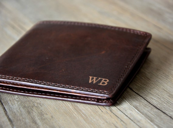 Personalized Mens Wallet Engraved WalletMonogrammed Leather