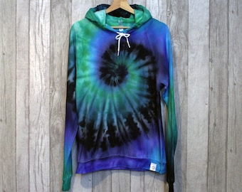 TyreDyes Tie Dye Hoodie Black/Blue/Green Spiral