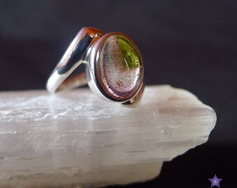 WATERMELON TOURMALINE RING in Sterling Silver - Ring Size 7 (O)