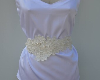 Clearance - 29% bridal belt ivory satin, ivory belt, belt beaded
