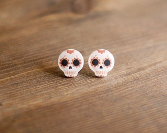 Skull Earrings, calavera, celebration of death, day of the dead, halloween, sugar skull