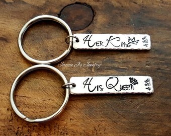 Her King His Queen Keychain Set, Couples Her All His Only Keychains, Couples Gift Set, Gift For Him, Gift For Her, Matching Couple Keychain