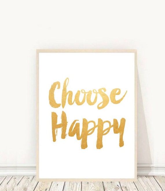 Choose Happy Print Printable Wall Art Typography Print