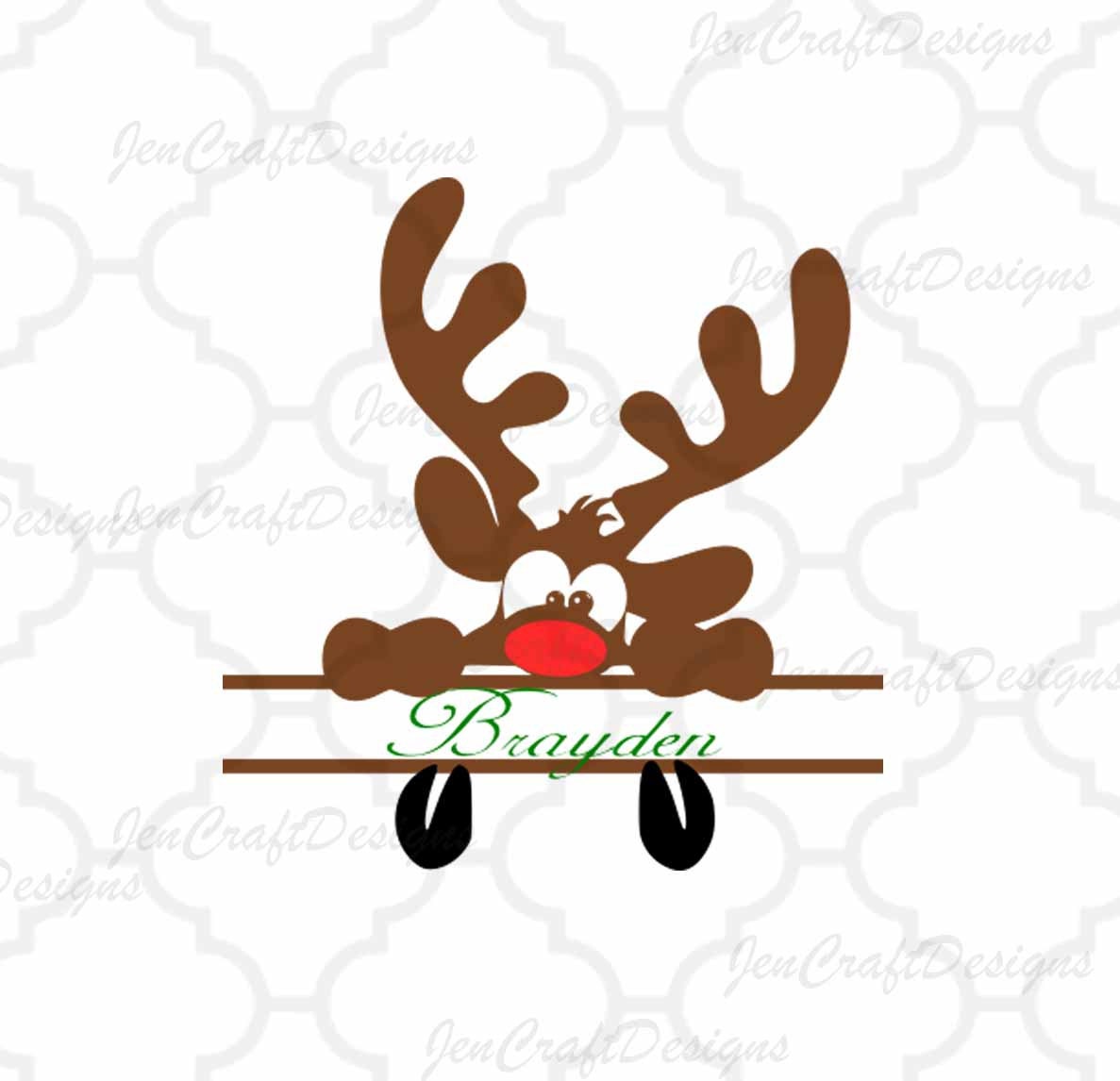 Download Peeking Reindeer Monogram Svg, Split Monogram Christmas ...