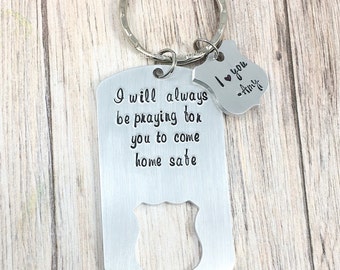 Police Badge Keychain, Always Praying For You To Come Home Safe, Police Officer Gifts, Hand Stamped Keyring, Police Husband, Boyfriend, LEO