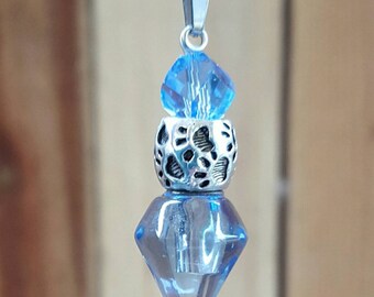 Crystal Point Pet Jewelry | Fillable Jewelry | Blue Crystal Paw Print Urn | Pet Cremation Jewelry | Pet Ash Necklace | Pet Loss | Pet Urn