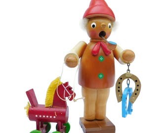 Original Steinbach Germany Smoker Man with Hobby Horse & Shoes Erzgebirge
