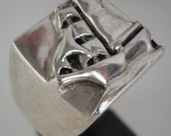 chevalière brick en argent massif 95%