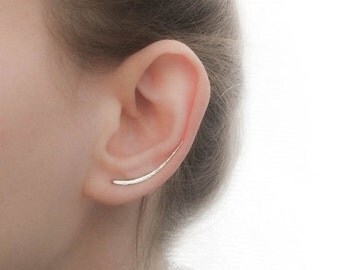 Ear Climber Earrings - Long Ear Climber - Silver Ear Climber - Ear Crawler - Bar Earrings - Silver Bar Earrings