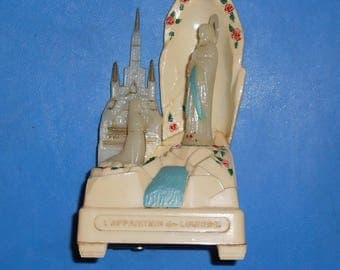 Vintage French Music box from Lourdes, Virgin MARY, St Bernadette, Religious, French