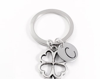 Four leaf clover keychain, Lucky charm keyring, Irish clover, St Patricks Day, wedding bouquet charm, best wishes gift, good luck new job