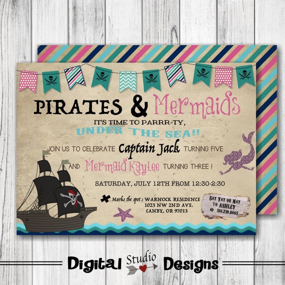 Pirate And Mermaid Free Printable Invitations 9