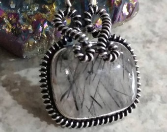 Black Rutile Quartz Pendant Necklace