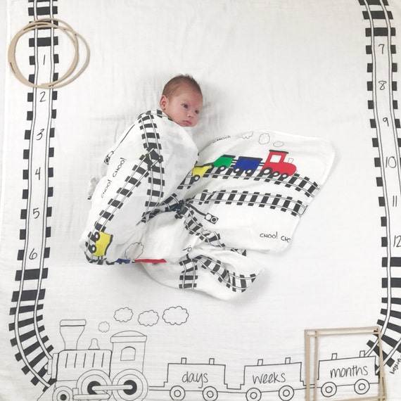 age baby blanket for â„¢ blanket / Milestone swaddle Trains Age Baby Blanket