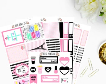 Sweet Paris Sticker Kit for use with, Erin Condren, Life Planner, Planner Stickers, Mambi, Happy Planner, Stickers
