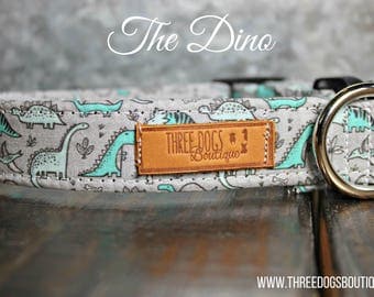 Dog Collar with Optional bff bracelet "The Dino" FREE SHIPPING-**Please leave EXACT tight wrist measurement no wiggle room**