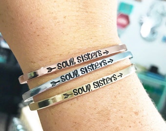 Soul Sisters Bracelet - Best Friend Bracelet - Best Friend Gift - Best Friend Jewelry - Personalized Jewelry - Hand Stamped Cuff