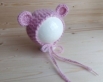 Mohair Newborn Hat, Newborn Bear Hat, Newborn Animal Hat, Newborn Photo Props, Newborn Girl Hat, Newborn Hat, Mohair Newborn