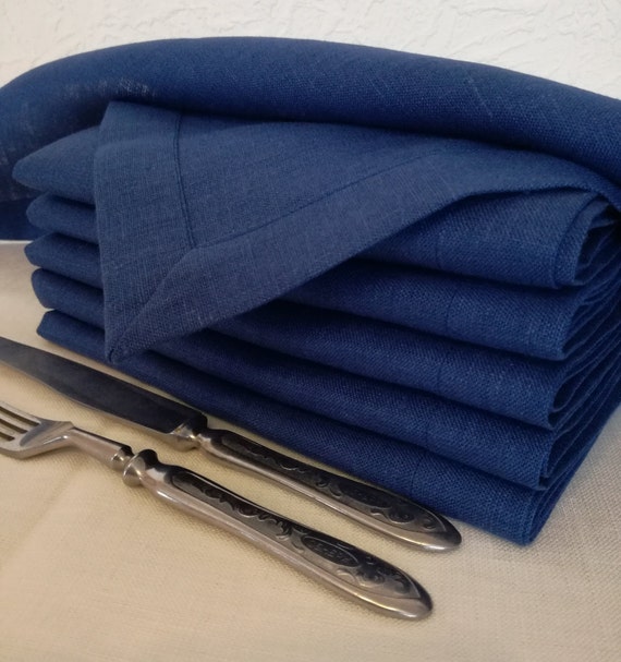 Blue Linen Placemats Set of 6 8 10 Royal Blue Linen
