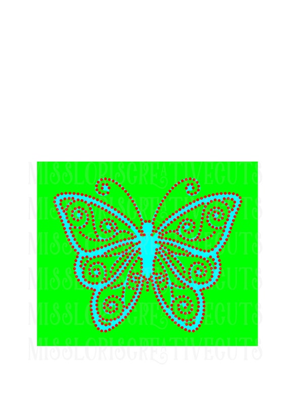 Download Rhinestone template butterfly ribbon SVG cut file