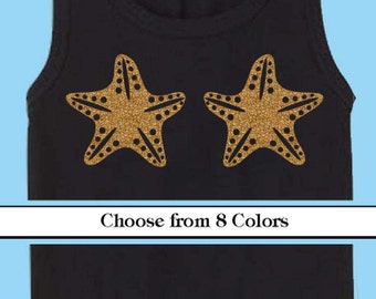 Starfish Mermaid Iron On- Glitter vinyl -Choose your Color