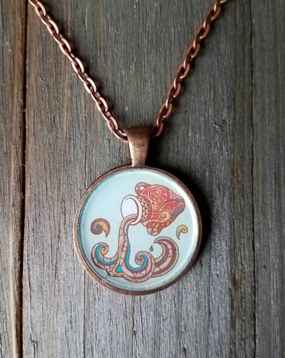 Aquarius Pendant Necklace Aquarius Jewelry Aquarian Zodiac