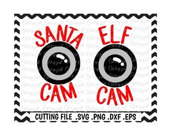 Santa Cam Svg, Elf Cam Svg-Dxf-Png-JPG-EPS, Cutting Files for Silhouette Cameo/Cricut, Svg Download.