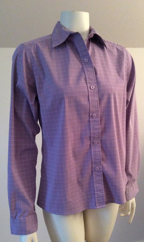 L.L. Bean Cotton Blend Long Sleeve Blouse Purple Women's