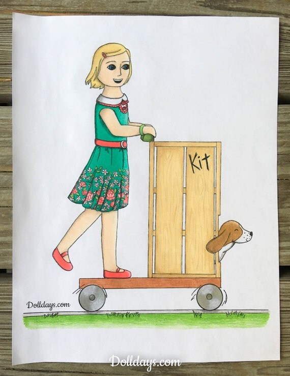 Kit On Her Scooter Coloring Page Inspired By American Girl