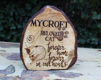 Personalised Memorial Wood Headstone Handmade Pyrography Log Pet Family Friend Remembrance Quote Gravestone Garden Plaque In Loving Memory
