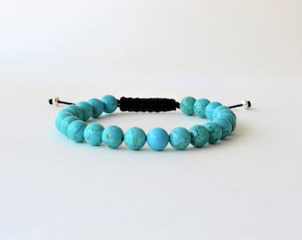 Turquoise bracelet - Man gemstones beads bracelet