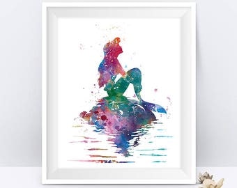 Princess Ariel Art Print Ariel Little Mermaid Watercolor Poster Disney Poster Ariel Painting Wall Art Nursery Gift For Mom Digital Download