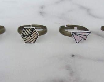 Ring filigree / graphical pattern/handmade/hand drawing/Hexagon/paper planes/square/watercolor/direction/North/East/South/West