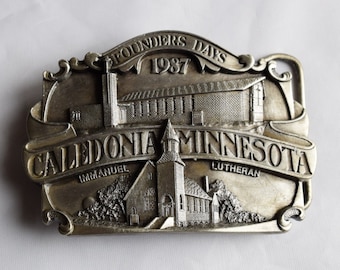 Historic Keepsake 1987 Belt Buckle/ Lutheran's "Caledonia, Minnesota" Belt Buckle