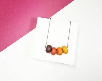 Brown necklace, Ombre necklace, Polymer clay necklace, Caramel necklace, Adjustable necklace, Donut necklace, Earth necklace, Gift for mum