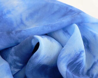 NEW! Pure Silk Georgette Scarf - 'Seascape' - Handmade and Hand dyed