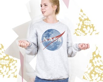 Nasa Sweatshirt Nasa Sweater Nasa Jumper with Nasa Logo for Mens Women Sweater Space Sweater Space Sweatshirt Space Printed Sweatshirt PS021