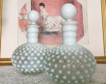 Hobnail Glass, Hobnail Milk Glass, Hobnail Perfume Bottles, Antique Perfume Bottle, Opalescent Hobnail Glass, Antique Cologne Bottle