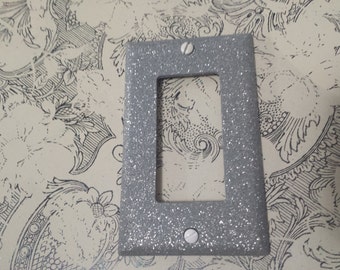 matte gray finish silver glitter decorative bling light switch plates outlet covers - Decorative Outlet Covers matte gray finish silver glitter decorative bling light switch plates outlet covers - Decorative Outlet Covers