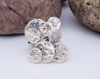 Silver Plated Adjustable Ring with Light Blue Swavorski Crystal