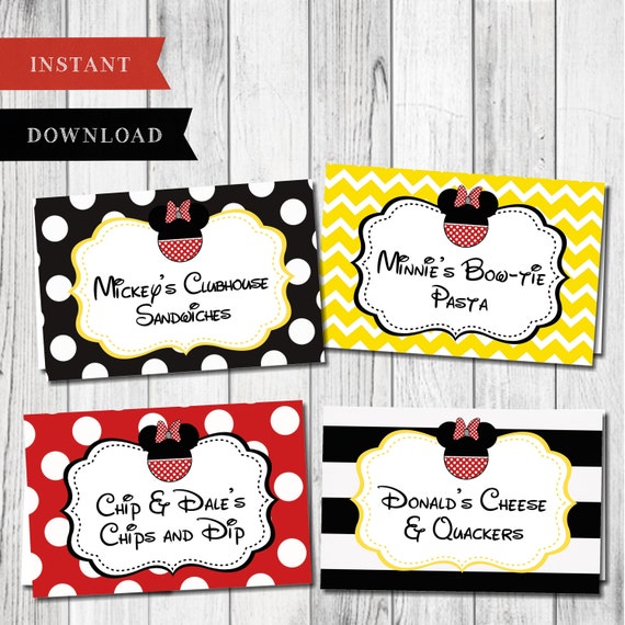 Minnie Mouse Food Tent Cards Minnie Mouse Table by KBKreations209