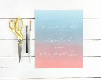 Watercolor Print, Typography Wall Art, Beach House Decor, Calligraphy Print, Watercolor Nursery Art, Nautical Home Decor, Ocean Print