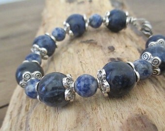 jewelry, Bracelet Sodalite beads 8 mm and 12.