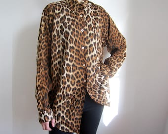 vintage Moschino leopard animal print oversize shirt IT46