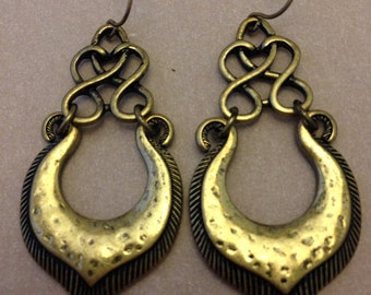 Vintage Dramatic Brass Earrings